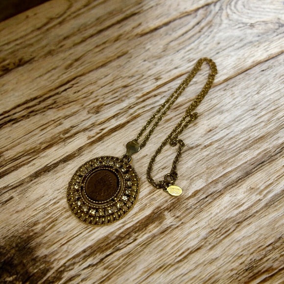 Sumthing Special Gold Tone 1887 Indian Penny Pendant Necklace 24” - Picture 4 of 9